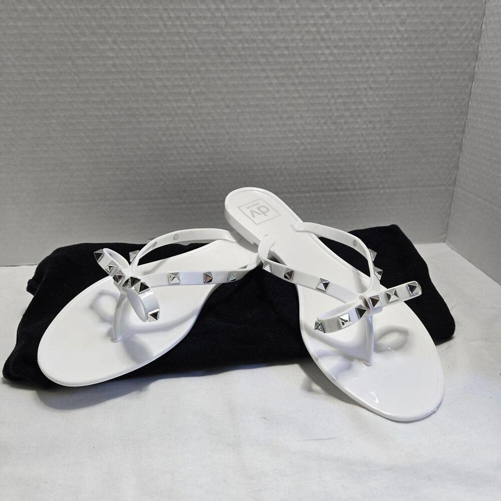 White studded flat sandals #flatshoes